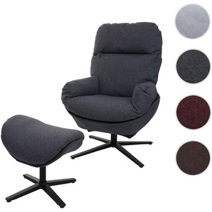 Mendler Relaxsessel + Hocker HWC-L12, Fernsehsessel Sessel Schaukelstuhl Wippfunktion, drehbar, Metall Stoff 98421