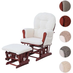 Mendler Relaxsessel HWC-C76, Schaukelstuhl Sessel Schwingstuhl + Hocker Stoff Bouclé 480g/m˛ Öko-Tex ~ Varia 109033