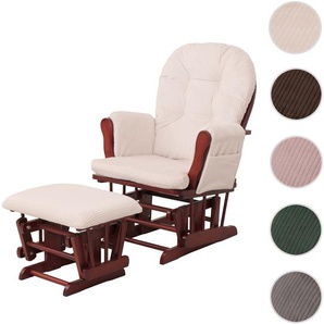 Mendler Relaxsessel HWC-C76, Schaukelstuhl Sessel Schwingstuhl mit Hocker Stoff Cord 320g/m˛ Öko-Tex ~ Varia 109021
