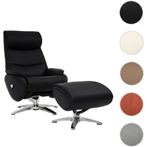 Mendler Relaxsessel mit Hocker HWC-K98, Fernsehsessel Sessel, Liegefunktion drehbar, Metall Echtleder/Kunstl 98334