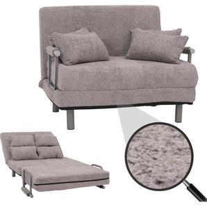Mendler Schlafsessel HWC-K29, Klappsessel Schlafsofa Gästebett, Liegefläche 190x100cm, Stoff Bouclé (500g/m²) dunkelgrau 108701