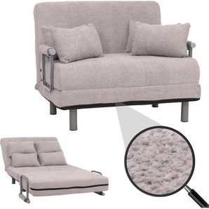 Mendler Schlafsessel HWC-K29, Klappsessel Schlafsofa Gästebett, Liegefläche 190x100cm, Stoff Bouclé (500g/m²) grau 108700