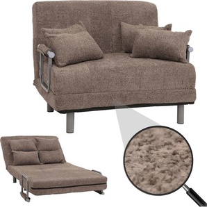 Mendler Schlafsessel HWC-K29, Klappsessel Schlafsofa Gästebett, Liegefläche 190x100cm, Stoff Bouclé (500g/m²) hellbraun 108699