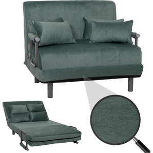 Mendler Schlafsessel HWC-K29, Klappsessel Schlafsofa Gästebett, Liegefläche 190x100cm, Stoff Chenille (370g/m²) blau-grün 108690