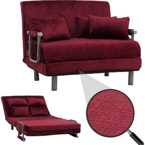 Mendler Schlafsessel HWC-K29, Klappsessel Schlafsofa Gästebett, Liegefläche 190x100cm, Stoff Chenille (370g/m²) bordeaux 108694