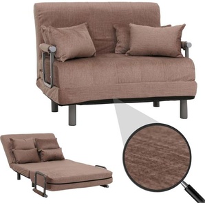 Mendler Schlafsessel HWC-K29, Klappsessel Schlafsofa Gästebett, Liegefläche 190x100cm, Stoff Chenille (370g/m²) braun 108692