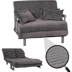 Mendler Schlafsessel HWC-K29, Klappsessel Schlafsofa Gästebett, Liegefläche 190x100cm, Stoff Cord (330g/m²) dunkelgrau 108704