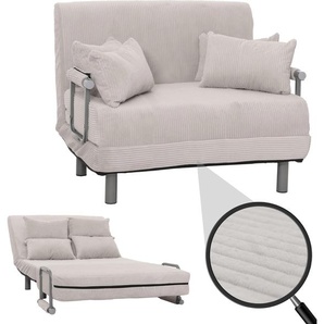 Mendler Schlafsessel HWC-K29, Klappsessel Schlafsofa Gästebett, Liegefläche 190x100cm, Stoff Cord (330g/m²) hellgrau 108703