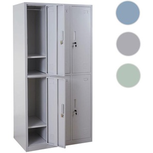 Mendler Schließfach Boston T829, Schließfachschrank Wertfachschrank Spind 6 Fächer, grau ~ Variantenangebot 54028