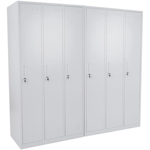 Mendler Schließfach Boston T829, Spind Wertfachschrank Schließfachschrank, Metall 6 Fächer ~ Variantenangebo 54024+54024