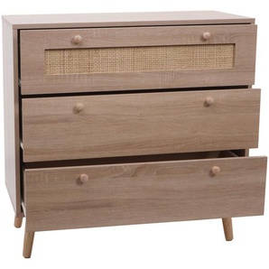 Mendler Schubladenkommode HWC-M39, Schrank Sideboard Highboard, Kubu Rattan Holz Melamin, 78x80x39cm ~ Varia 104214