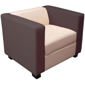 Mendler Sessel Lounge-Sessel Lille Kunstleder creme/coffee 14241+17386