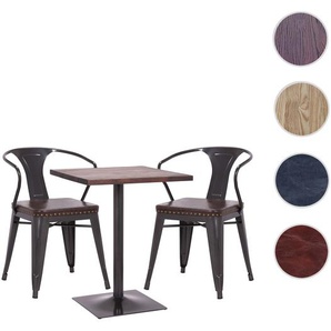 Mendler Set Bistrotisch 2x Esszimmerstuhl HWC-H10d, Stuhl Tisch Küchenstuhl Gastronomie FSC ~ Variantenangeb 72482+72469