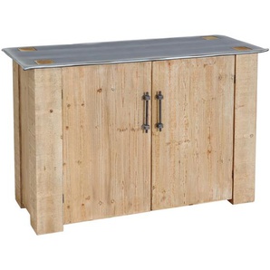 Mendler Sideboard HWC-L76, Kommode Schrank, Industrial Massiv-Holz MVG-zertifiziert 80x120x48cm, natur mit M 117608