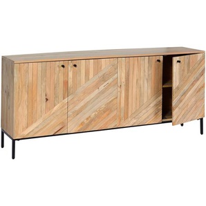 Mendler Sideboard HWC-L95, Kommode Schrank Anrichte, Massiv-Holz Mango 79x176x42cm MVG-zertifiziert, natur ~ 103179