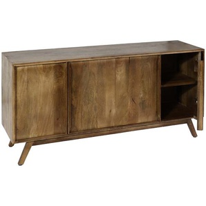 Mendler Sideboard HWC-L96, Kommode Schrank Anrichte, 4 Fächer und 4 Regalböden, Massiv-Holz Mango 72x146x43c 103193