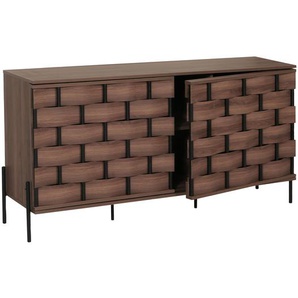 Mendler Sideboard HWC-M44, Kommode Schrank Anrichte, 3D-Flecht-Design Push-to-open Türen 152x80x40cm, braun 104609+104610