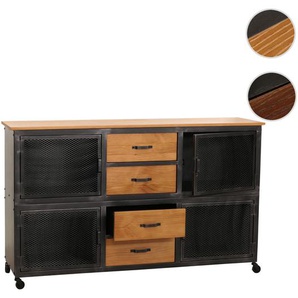 Mendler Sideboard HWC-N28, Kommode, Rollen 4 Schubladen, 3D-Struktur Industrial Retro Metall Holz 90x150x40c 106086+107515