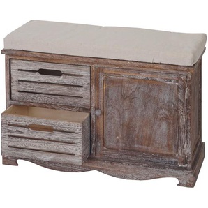 Mendler Sitzbank HWC-J22, Bank Kommode, Shabby-Look Vintage MVG-zertifiziert 49x71x32cm braun ~ Variantenang 50475