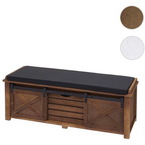Mendler Sitzbank mit Staufächern HWC-H53, Polsterbank Sitz-Kommode, Shabby-Look Massiv-Holz Metall Stoff 43x 73596