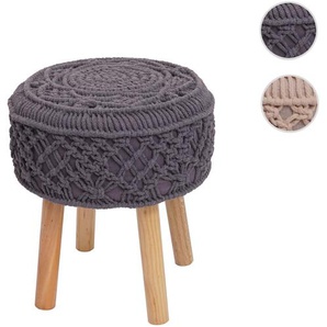 Mendler Sitzhocker HWC-J43, Strickhocker Hocker Fußhocker, 45x41cm rund Makramee/Strick Stoff/Texti ~ Varian 80482