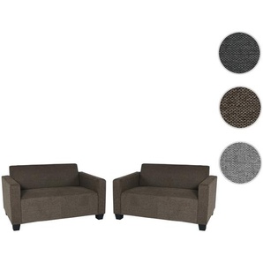 Mendler Sofa-Garnitur Couch-Garnitur 2x 2er Sofa Lyon Stoff/Textil ~ Variantenangebot 2x75622+2x75623