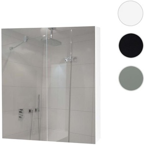 Mendler Spiegelschrank HWC-B19b, Badschrank Hängeschrank, 2 Regalböden hochglanz MVG-zertifiziert 70x60x16cm 97807