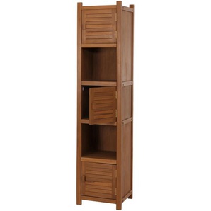 Mendler Teak-Hochregal HWC-M87, Badschrank Badregal Badezimmer, hochwertiges B-Grade-Teak (Kernholz, 20-30 J 106766+106767