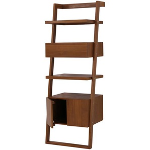 Mendler Teak-Leiterregal HWC-M86, Badschrank Badregal Badezimmer, hochwertiges B-Grade-Teak (Kernholz, 20-30 106755+106756
