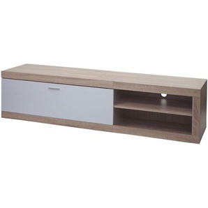 Mendler TV-Rack HWC-L33, TV-Board Fernsehtisch Lowboard TV-Schrank Kommode, Holz 43x180x41cm Staufach, Eiche 98503+99637