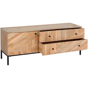 Mendler TV-Rack HWC-L95, TV-Board Fernsehtisch Lowboard TV-Schrank Kommode, Massiv-Holz Mango 56x145x43cm MV 103178