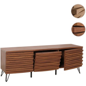 Mendler TV-Rack HWC-M49, Lowboard TV-Schrank, 3D-Design Staufächer, MDF Metall 52x142x44cm ~ Variantenangebo 105442+105443
