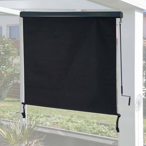 Mendler Vertikalmarkise HWC-F42, Senkrechtmarkise Sichtschutz Außenrollo Rollo, UV-Schutz 50 Stoff 250x180cm, schwarz 69626