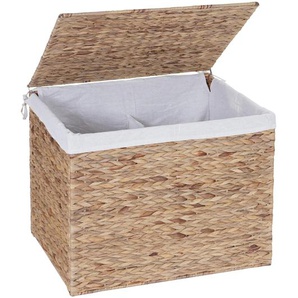 Mendler Wäschekorb HWC-C27, Wäschesammler Wäschesortierer Truhe, 2 Fächer Wasserhyazinthe 50x60x43cm 129l ~ 61213