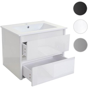 Mendler Waschbecken + Unterschrank HWC-B19, Waschbecken Waschtisch Badezimmer, hochglanz 50x60cm ~ Varianten 57615+57614