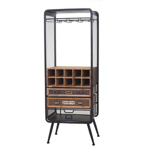 Mendler Weinregal HWC-C91, Flaschenregal Barschrank Weinständer für 10 Flaschen, Tanne Holz Vintage 157x57x3 61960