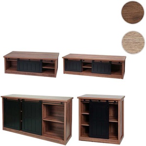 Mendler Wohnzimmerset aus TV-Rack, Sideboard, Kommode und Couchtisch HWC-K75, Schiebetür Staufächer, Industr 103755