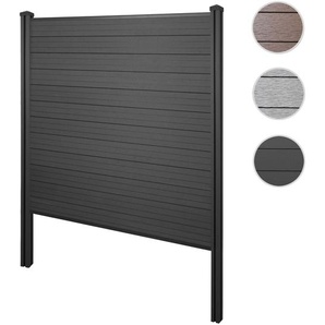 Mendler WPC-Sichtschutz Sarthe, Windschutz Zaun, WPC-Pfosten zum Einbetonieren ~ Variantenangebot 2x76248+3x76233+76236+76257