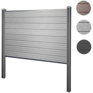 Mendler WPC-Sichtschutz Sarthe, Zaun Windschutz, WPC-Pfosten zum Einbetonieren ~ Variantenangebot 2x64890+76231+76234+76255