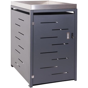 Mendler XL 1er-/2er-Mülltonnenverkleidung HWC-H40, Mülltonnenbox, Pflanzkasten Edelstahl-Metall 40kg 125x75x 73384+73385
