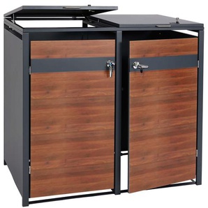 Mendler XL 2er/4er-Mülltonnenverkleidung HWC-J82, Mülltonnenbox, Metall 59kg, anthrazit ~ Variantenangebot 83429+83430