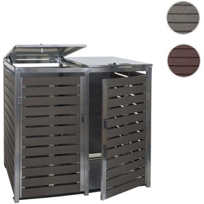 Mendler XL 2er/4er Mülltonnenverkleidung HWC-K14, Mülltonnenbox, 117x144x102cm WPC Edelstahl 88kg ~ Variante 87684+87685