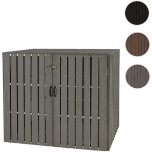 Mendler XL 2er-/4er-WPC-Mülltonnenverkleidung HWC-J28, Mülltonnenbox, Metall Holzoptik, erweiterbar ~ Varian 75983+75984
