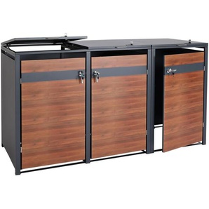 Mendler XL 3er/6er-Mülltonnenverkleidung HWC-J82, Mülltonnenbox, Metall 97kg, anthrazit ~ Variantenangebot 83428+83429+83430