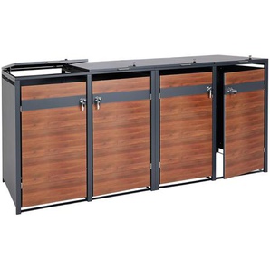 Mendler XL 4er/8er-Mülltonnenverkleidung HWC-J82, Mülltonnenbox, Metall 118kg, anthrazit ~ Variantenangebot 2x83429+2x83430