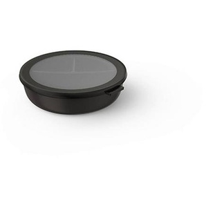 Mepal Bentobox Cirqula, Schwarz, Kunststoff, 1,0 L, rund, 23x23x6 cm, lebensmittelecht, auslaufsicher, mikrowellengeeignet, stapelbar, Deckel mit