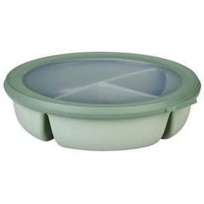 Mepal Bentobox Cirqula, Transparent, Salbeigrün, Kunststoff, 1.0 L, rund, 23x23x6 cm, lebensmittelecht, auslaufsicher, mikrowellengeeignet, stapelbar,