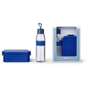 Mepal Pausenset Ellipse, Blau, Kunststoff, 2-teilig, 500 ml, 24x19.3x6.5 cm, lebensmittelecht, stapelbar, verstellbare Inneneinteilung, nachhaltig, Küchenzubehör, Vorratsbehälter, Brotdosen