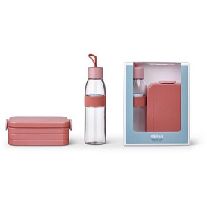 Mepal Pausenset Ellipse, Mauve, Kunststoff, 2-teilig, 500 ml, 24x19.3x6.5 cm, lebensmittelecht, stapelbar, verstellbare Inneneinteilung, nachhaltig,