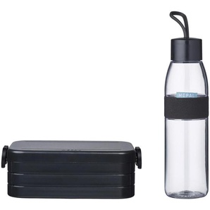 Mepal Pausenset Ellispe, Schwarz, Kunststoff, 2-teilig, 500 ml, 24x19.3x6.5 cm, lebensmittelecht, stapelbar, verstellbare Inneneinteilung, nachhaltig,